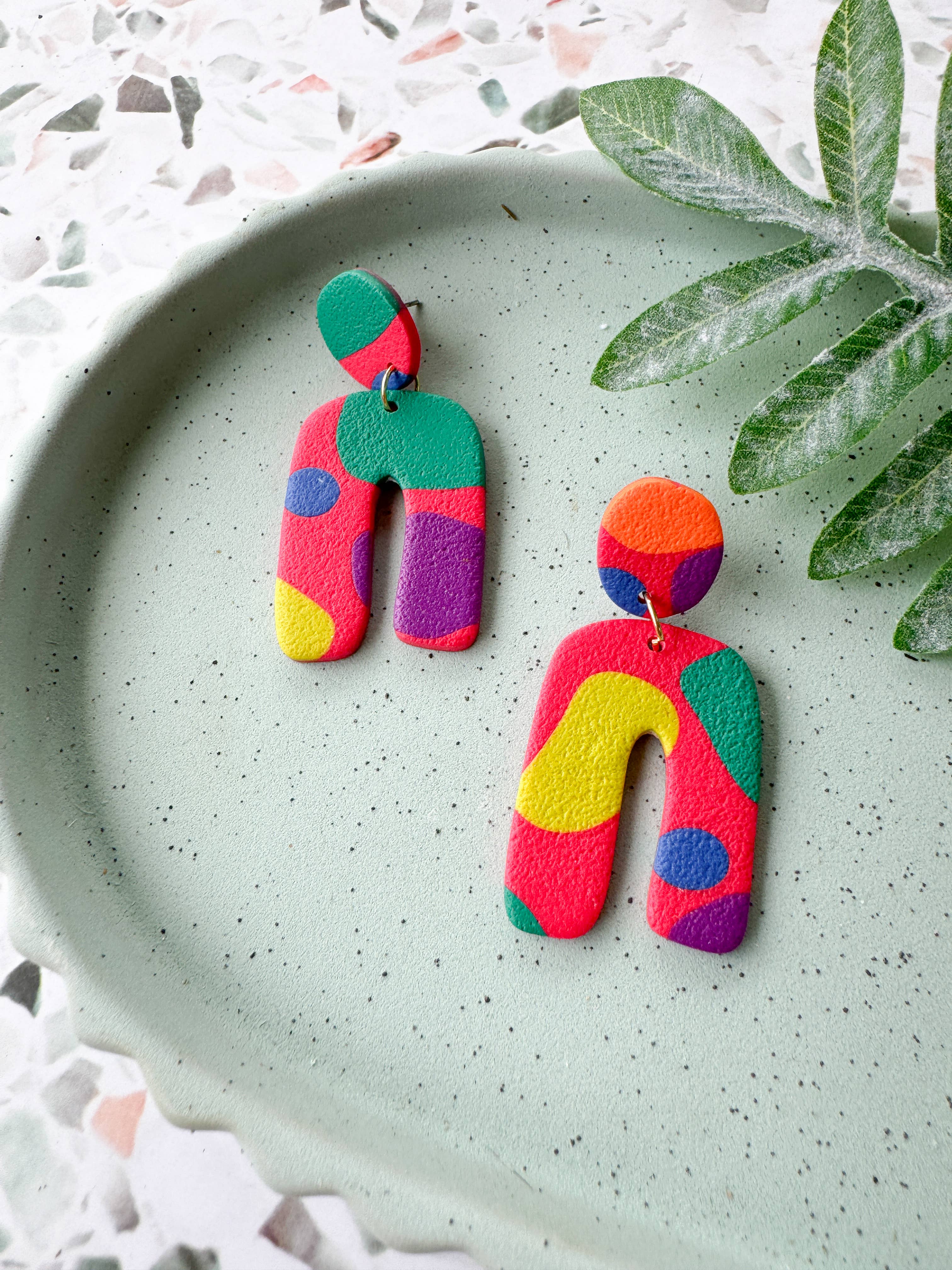 Anam Cara Clay Goods - Wholesale Dangle Earrings - Organic Arch Drops-Polymer Clay Earrings5