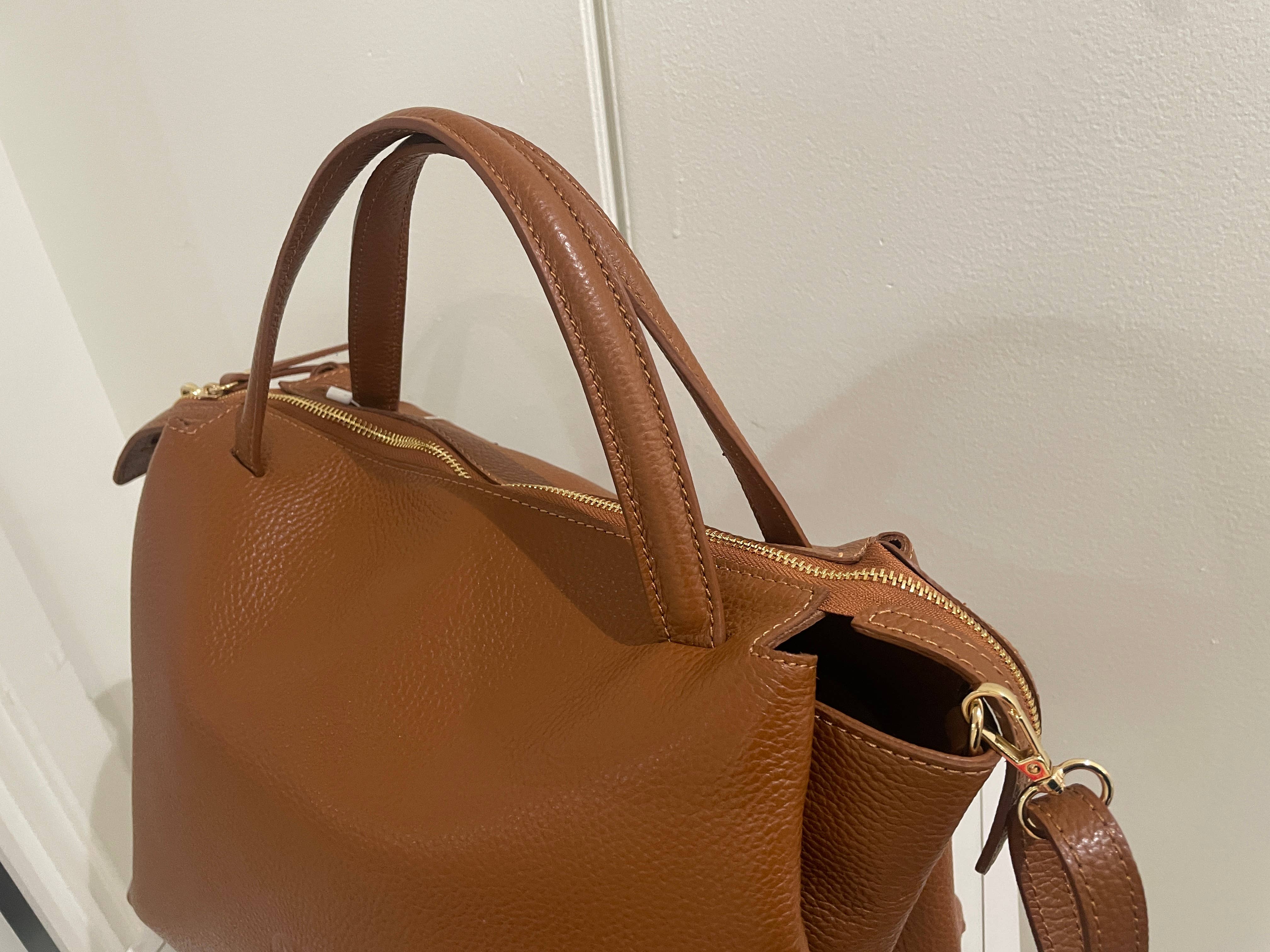 AMMA JO - Wholesale Satchel - Women's - Dorinda Bag - Italian Leather Carryall Satchel (Camel Brown)6