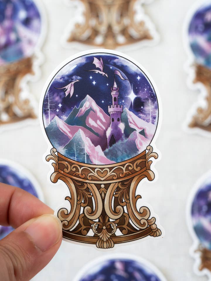 Autocollant en vinyle étanche Fantasy Globe | Autocollant littéraire pour la vente par The Bookish Atelier