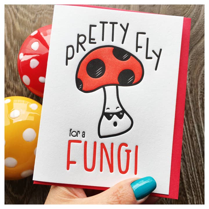 Kiss and Punch - Wholesale Birthday Card - Fly Fungi Male Dude Letterpress Everyday Card1