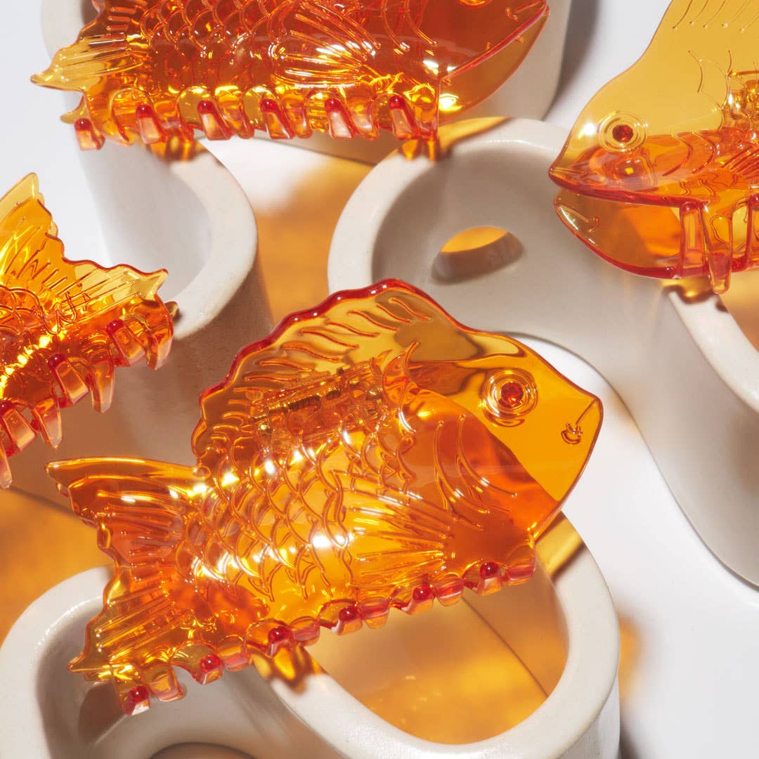 WINONA IRENE - Wholesale Hair Clip - Women's - Sea Bream Clear Orange Acetate Ocean Fish Hair Claw Clip2