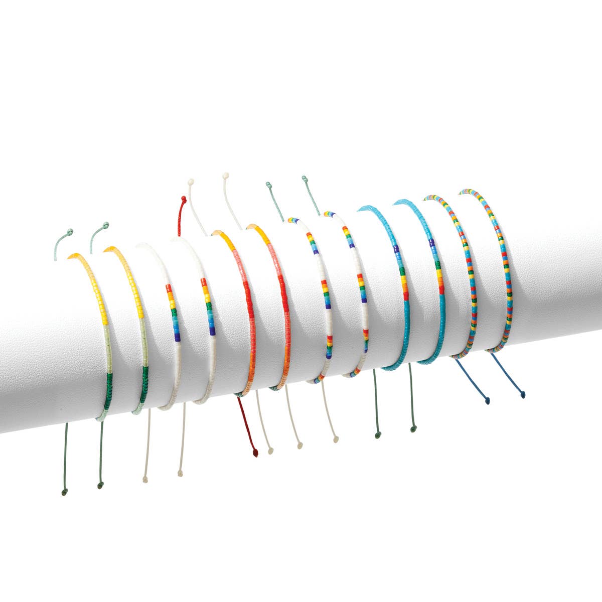 Splendid Iris - Wholesale Beaded Bracelet - SALE - Set/12 Miyuki Delica Rainbow Adjustable Bracelets