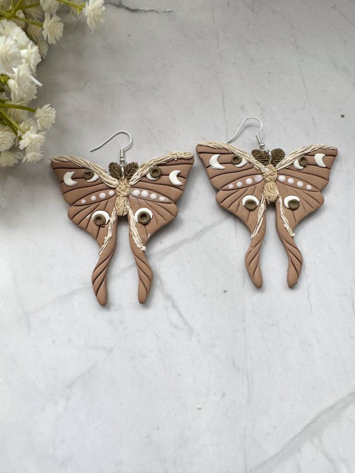 Large Moths | Polymer Clay Earrings for wholesale by Mountain Made Clay - Handmade Polymer Clay Earrings