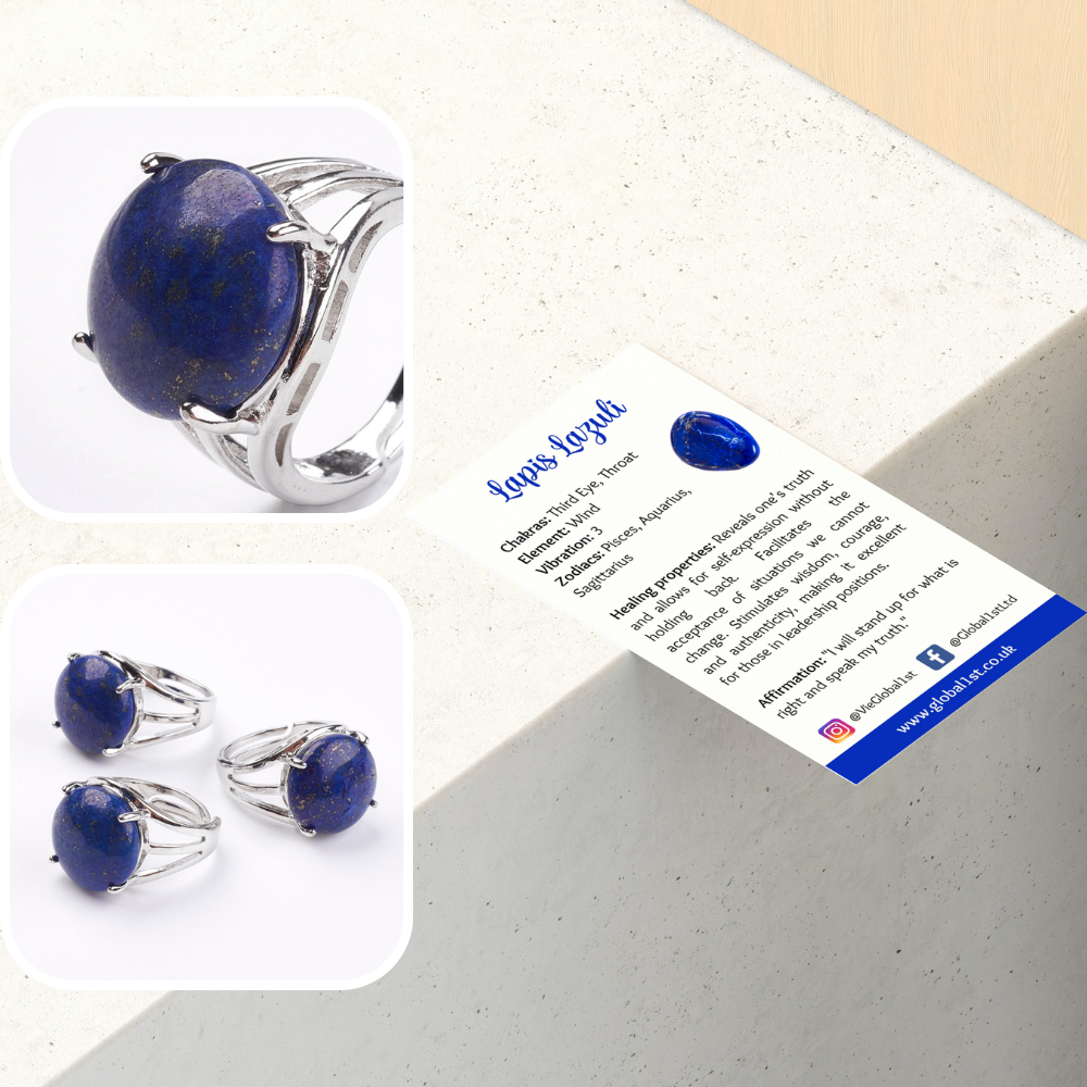 VIE - Vendita all'ingrosso Anelli cocktail/statement - Anello regolabile placcato argento con grande pietra circolare14