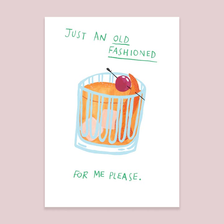 Old Fashioned Cocktail Art Print for wholesale by Callie Stay Cool