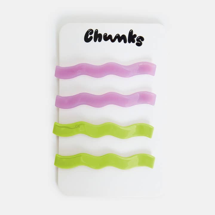 Slides in Wavy Lilac + Lime
for wholesale by CHUNKS
