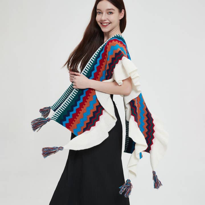 Knit Cape Shawl - Travel Wrap for Fall & Winter_CWASC0158 for wholesale by ACCITY