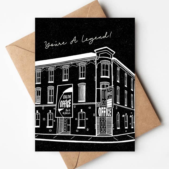 Call the Office Legend Eco-friendly Card Music Venue London for wholesale by Jenna's Doodles
