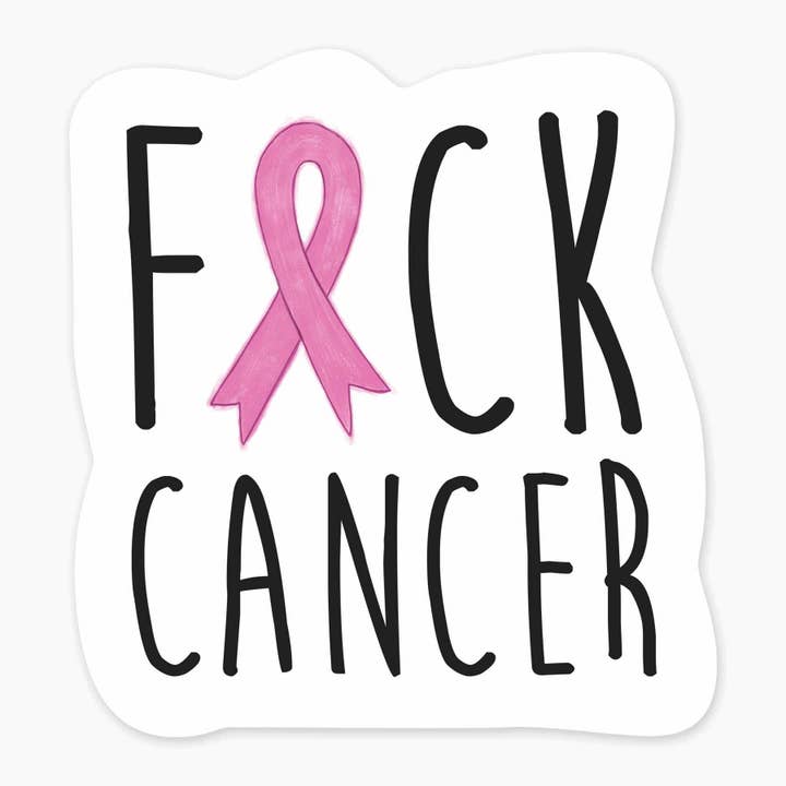 Autocollant artistique Fuck Cancer de 3 pouces pour la vente par Nice Enough Stickers