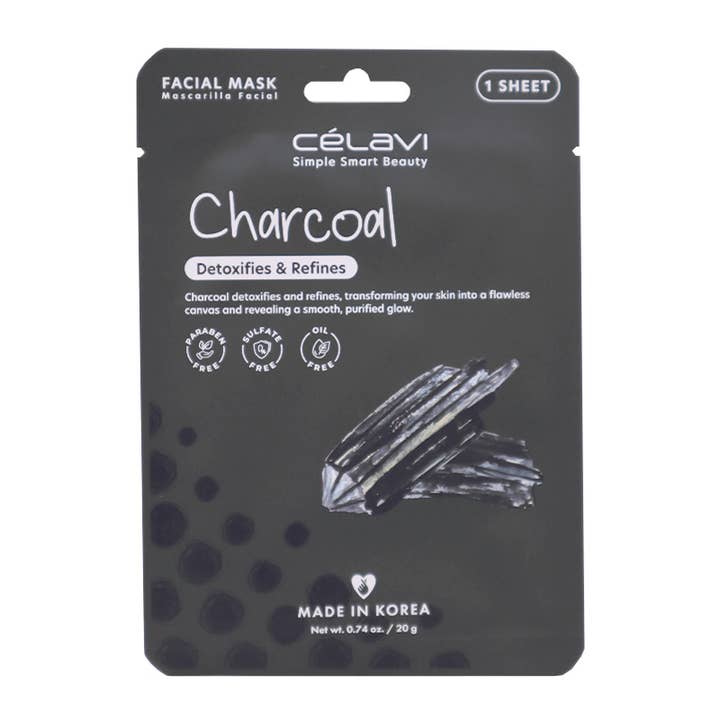 PINEAPPLE Beauty - Wholesale Skincare Face Mask - Celavi MK011 Charcoal Facial Mask Purifies - 24pc