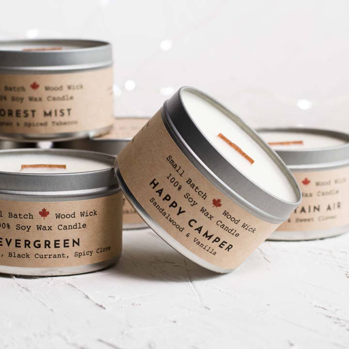 Weekday Candles - Wholesale Travel Candles - Happy Camper Cabin Candle Tin
