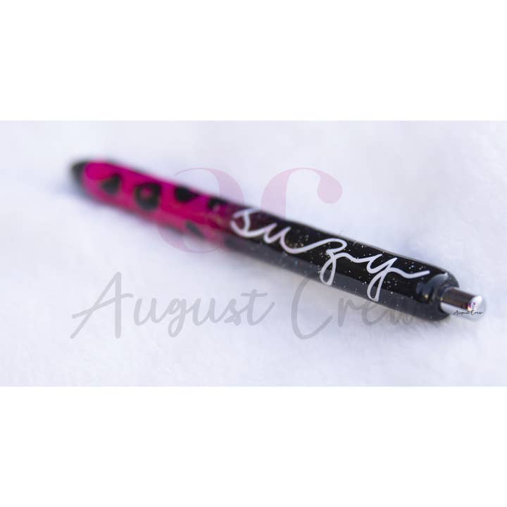 August Crew - Wholesale Pen - Leopard Glitter Pen Epoxy2