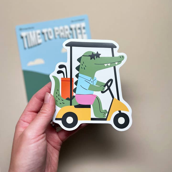 Sungy Side Up - Wholesale Magnet - Time to Par-Tee Alligator Die Cut Magnet1