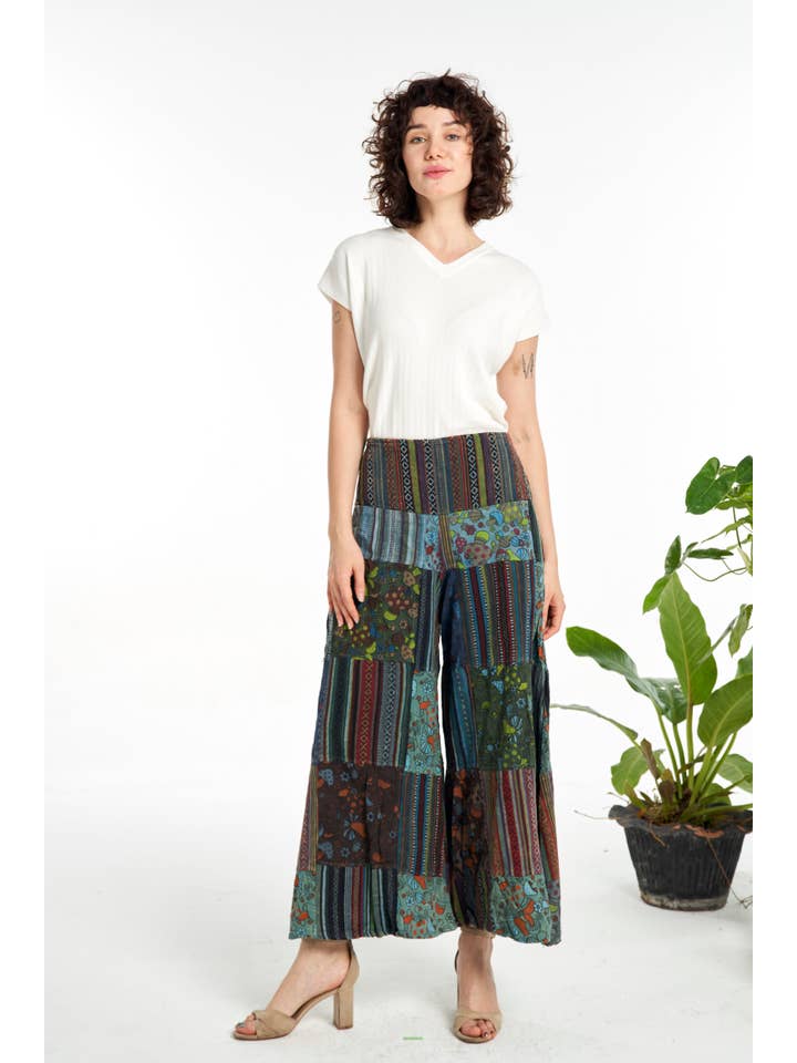 Kathmandu Imports - Venta al por mayor Pantalones - Mujer - Ropa de mujer - pantalones de algodón con retazos de hongos (KT-1455)