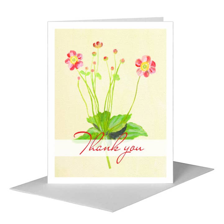 Printed Canvas - Wholesale Thank You Card - Robustissima Anemones, Greeting Card (#7677B)