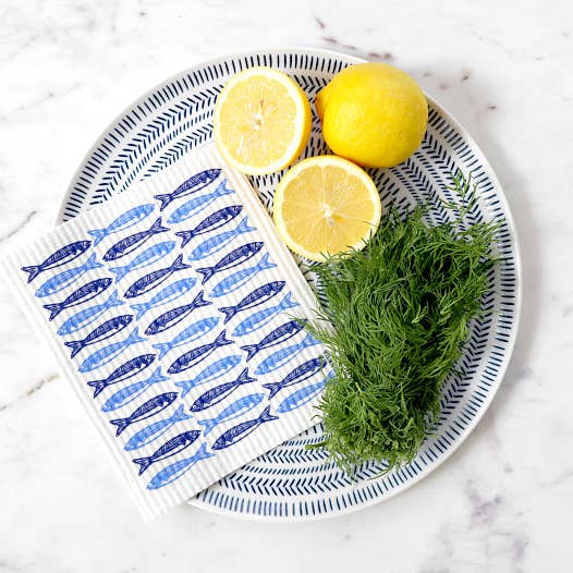 Swedish Dishcloth - Sardines - Blue for wholesale on Faire