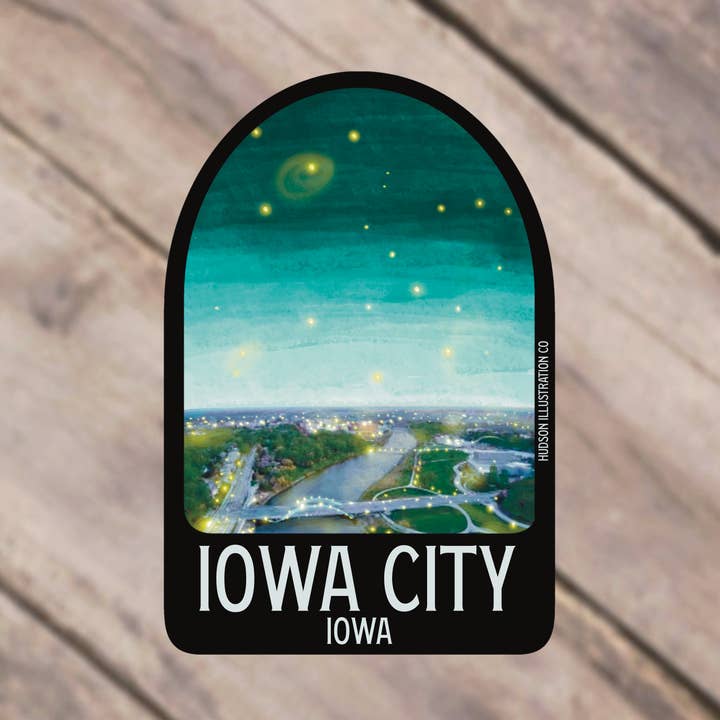 Iowa City Iowa Sticker/Magnet/Print/Postcard for wholesale by Hudson Illustration Co - About Town Co
