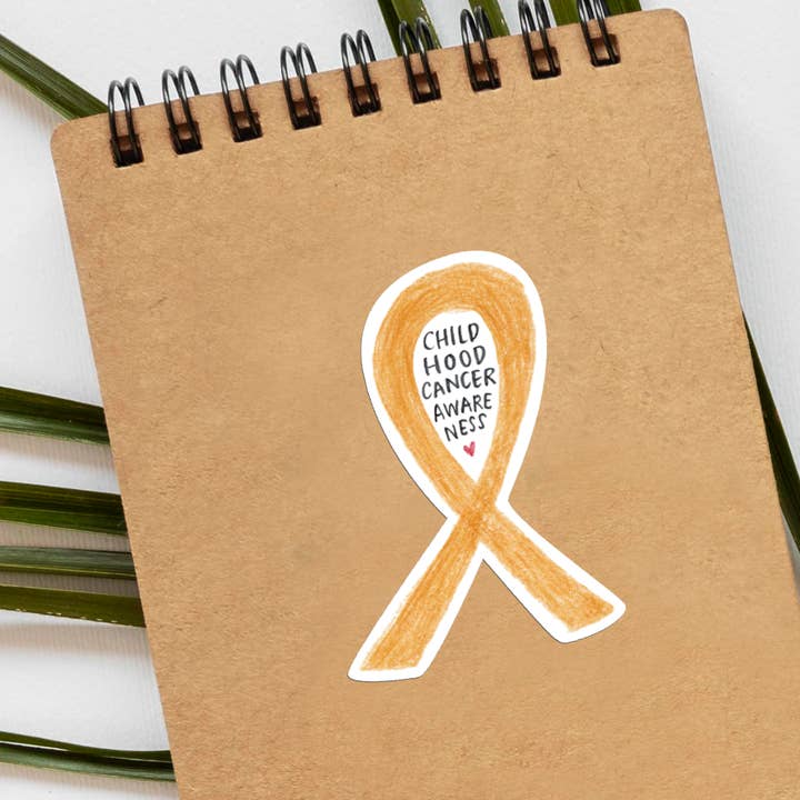 everglow handmade - Wholesale Sticker - Gold Ribbon | Childhood Cancer Awareness Eco Sticker