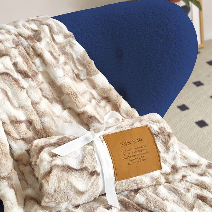 Duke Imports - Wholesale Throw Blanket - "For God So Loved the World" 1-Ply Faux Fur Patch Throw3