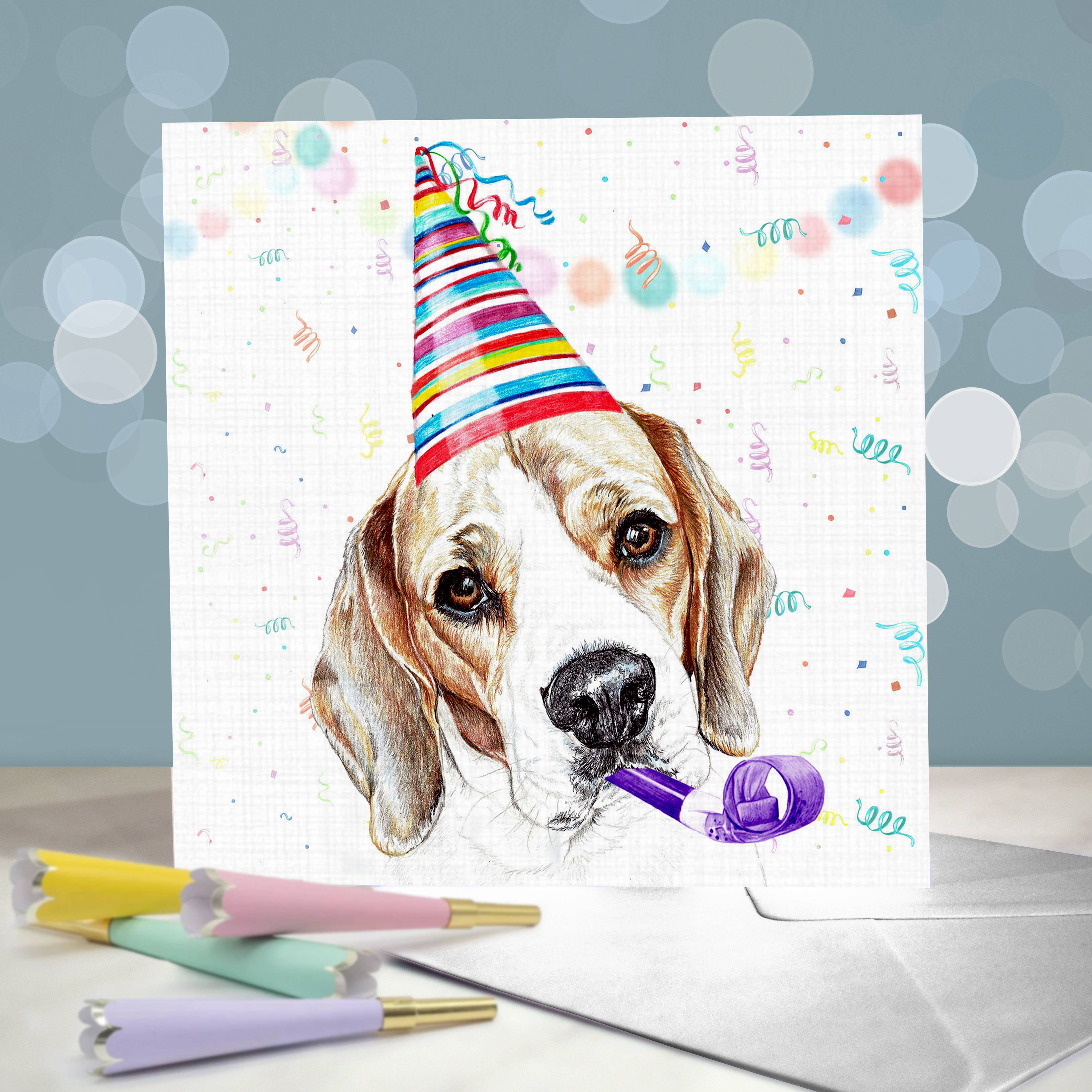 Amber Marie Studio – postal de parabéns por atacado – Cartões de Aniversário Beagle Hound Dog - Blank - Escolha de Designs6