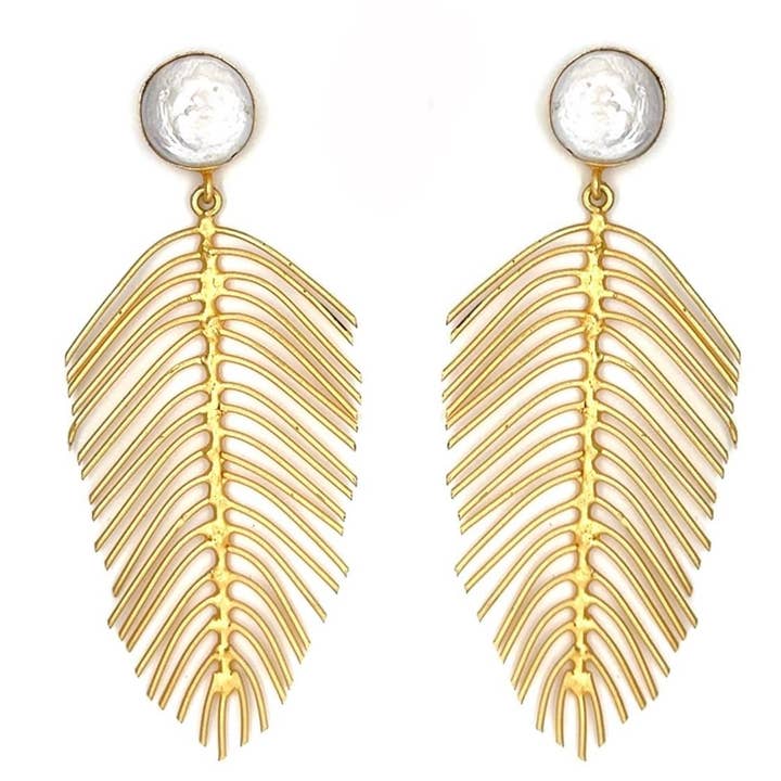 Ormbunke (Myntpärla) Statement-örhängen för wholesale av GemAddicted