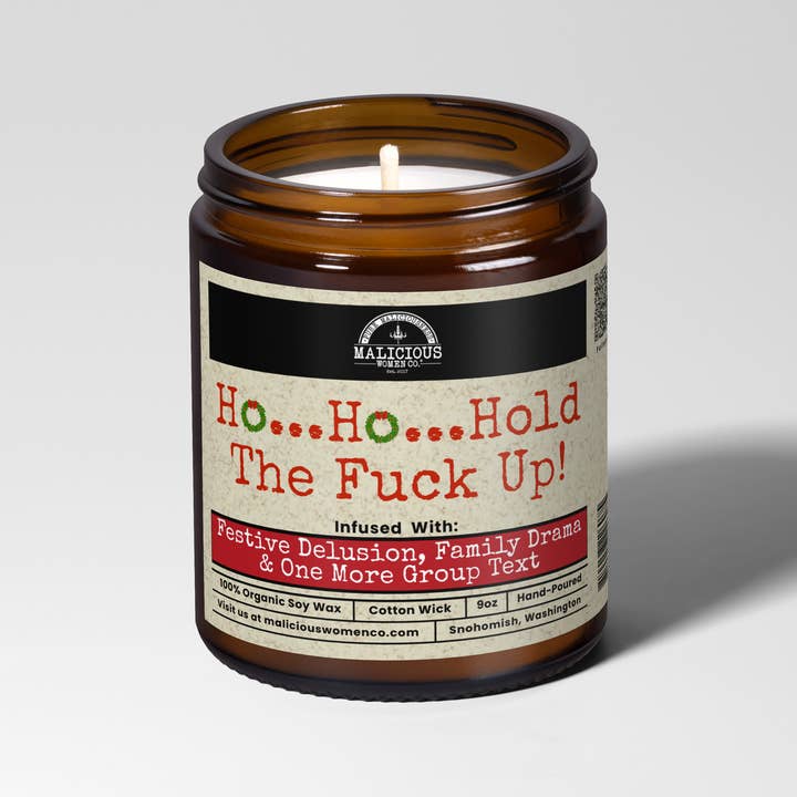 Malicious Women Candle Co - Wholesale Jar/Filled Candle - Ho Ho Hold The Fuck Up! - Scent: Sugared Pine