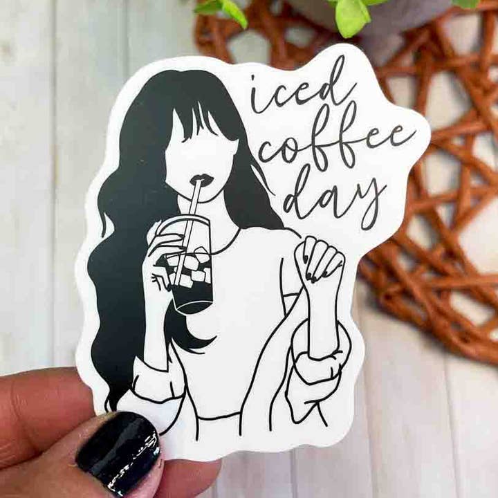 Iced Coffee Day Sticker, Coffee Shop, Coffee Lover for wholesale by Anna B. Shop