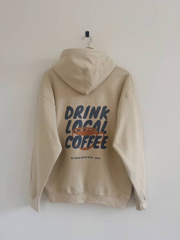 Drink Local Coffee Hoodie - Sand (Heavyweight) for wholesale by Relic96