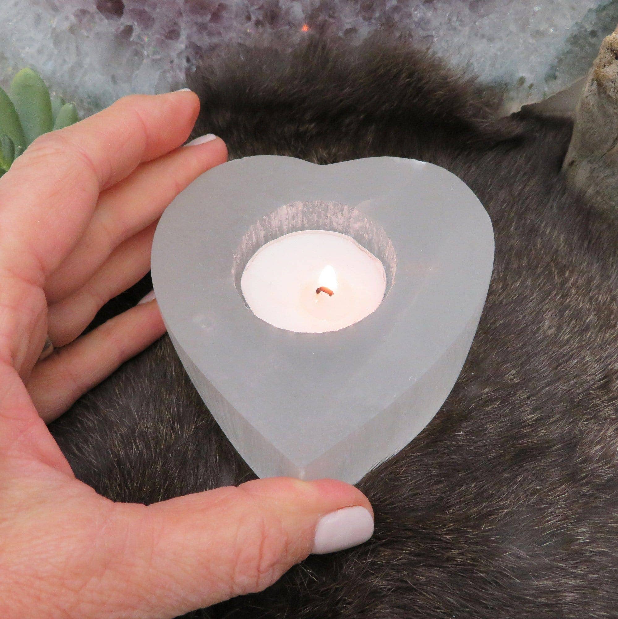 Rock Paradise - Wholesale Candle Holder - Selenite Heart Shaped Crystal Candle Holders1