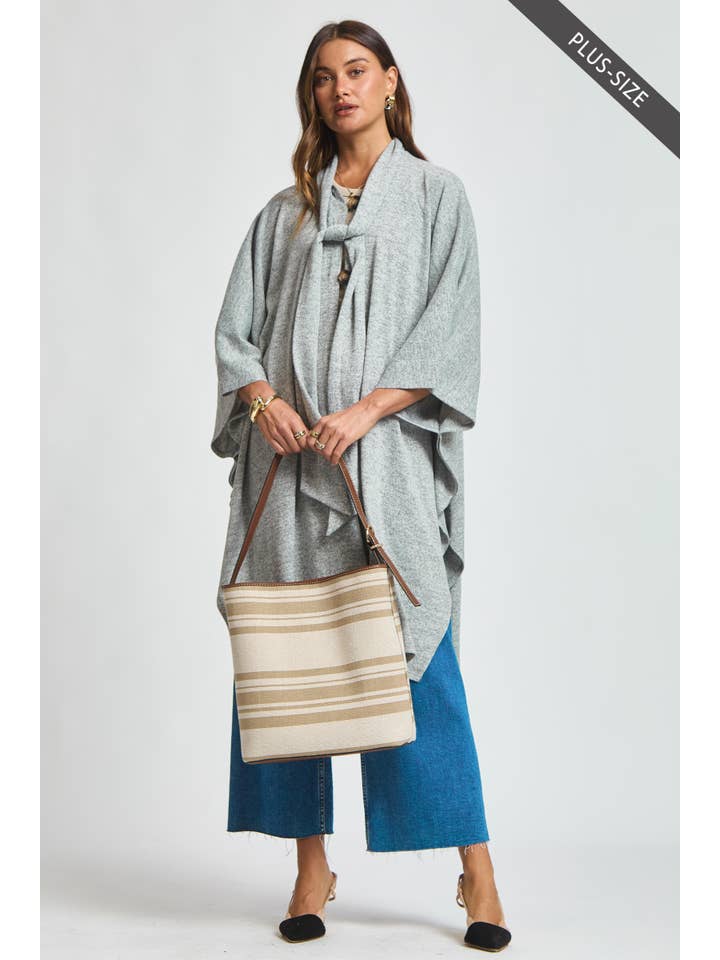 Dear Scarlett - Wholesale Poncho - Women's - PLUS SIZE Flowy Draped Poncho Top7