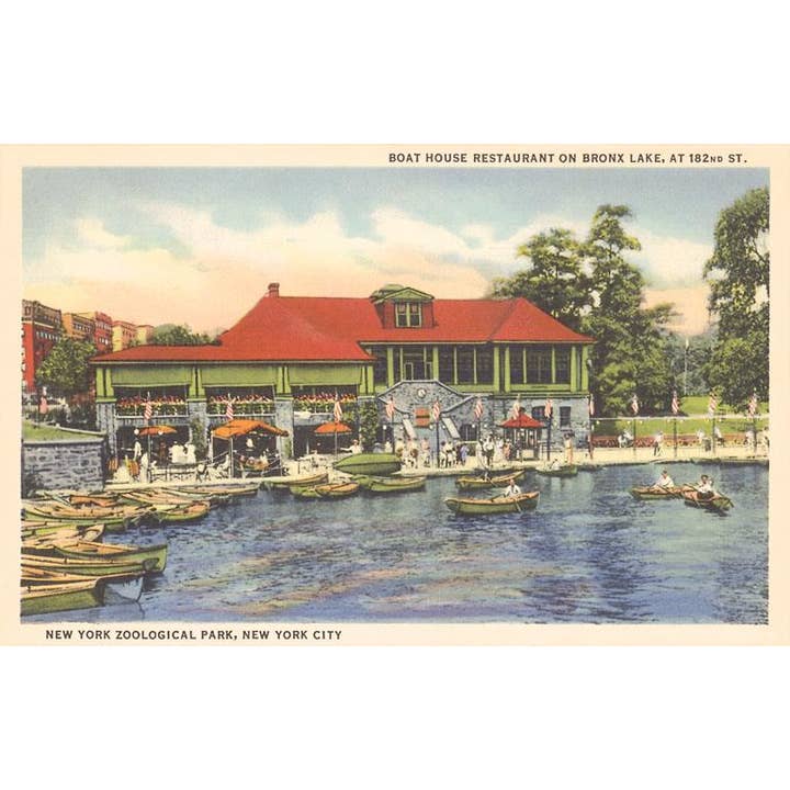 Found Image Press - Wholesale Art Print - Art Print NY-1112 Boat House, Bronx Lake