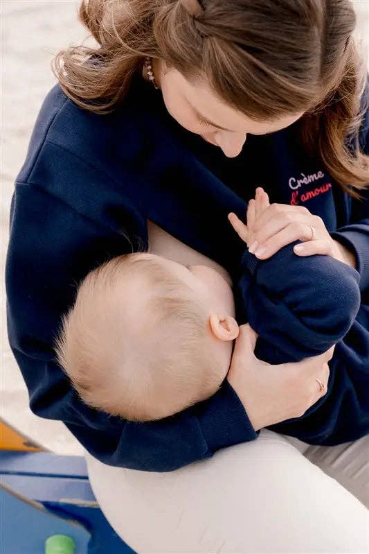 Limky – Sweatshirt - Mulher por atacado – Camisola de Gravidez e Amamentação "Creme de Amor" (Azul-Marinho)2