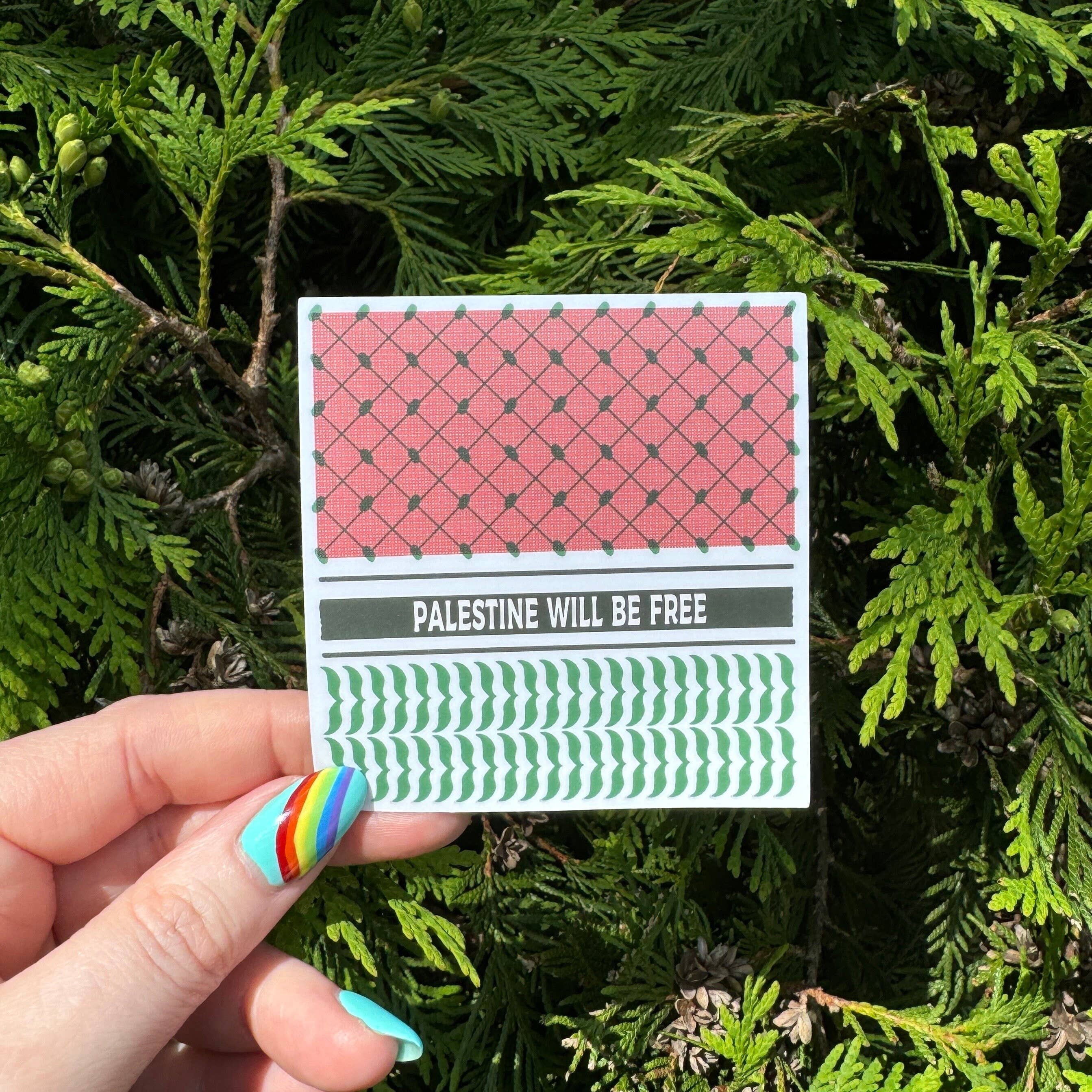 Hawburns Studio - Wholesale Sticker - Palestine Free Keffiyeh Sticker - Proceeds to Relief Fund0