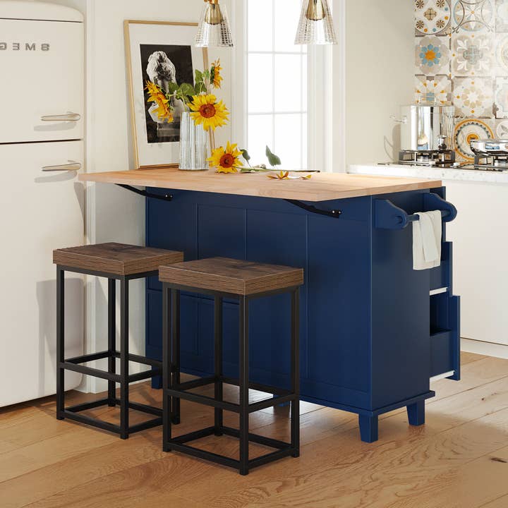 Blue Farmhouse Kitchen Island Set for wholesale on Faire4
