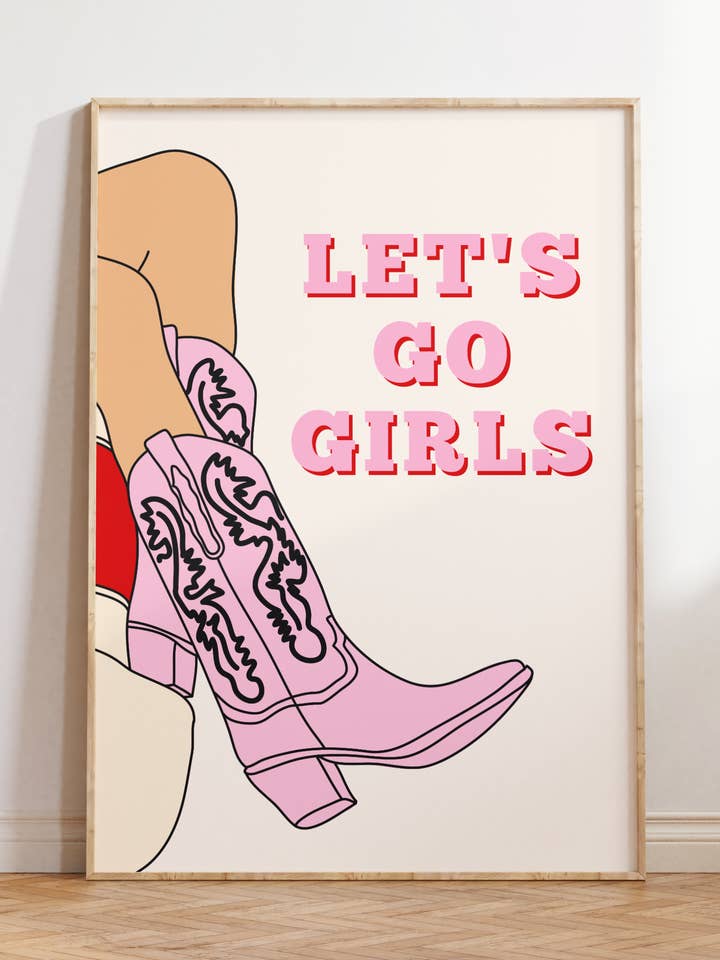 Lets Go Girls Print | Cowboy Poster | Funky Decor | Wall Art for wholesale by By Honey Studios