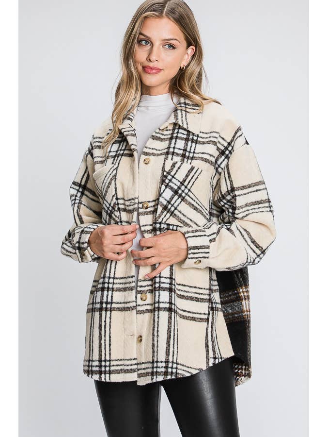 ELLEBORN – Engroshandel Skjortejakke/shacket – til kvinder – PLAID JAKKE MED KONTRASTERENDE RYG 
3248T-A44