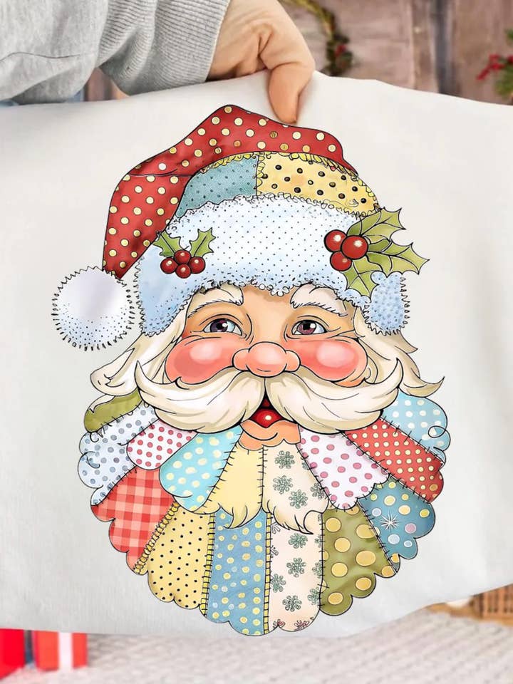 Trendy Chic Apparel LLC - Wholesale Graphic Sweatshirt - Women's - Santa Patchwork Sweatshirts & T-Shirts 1