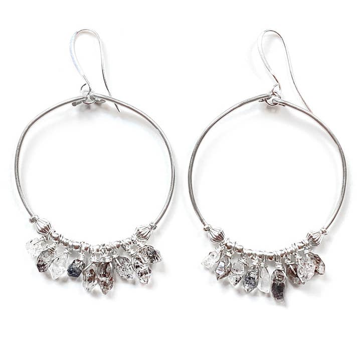 Herkimer Diamond Hoop Earrings, 5" for wholesale by 100 Graces