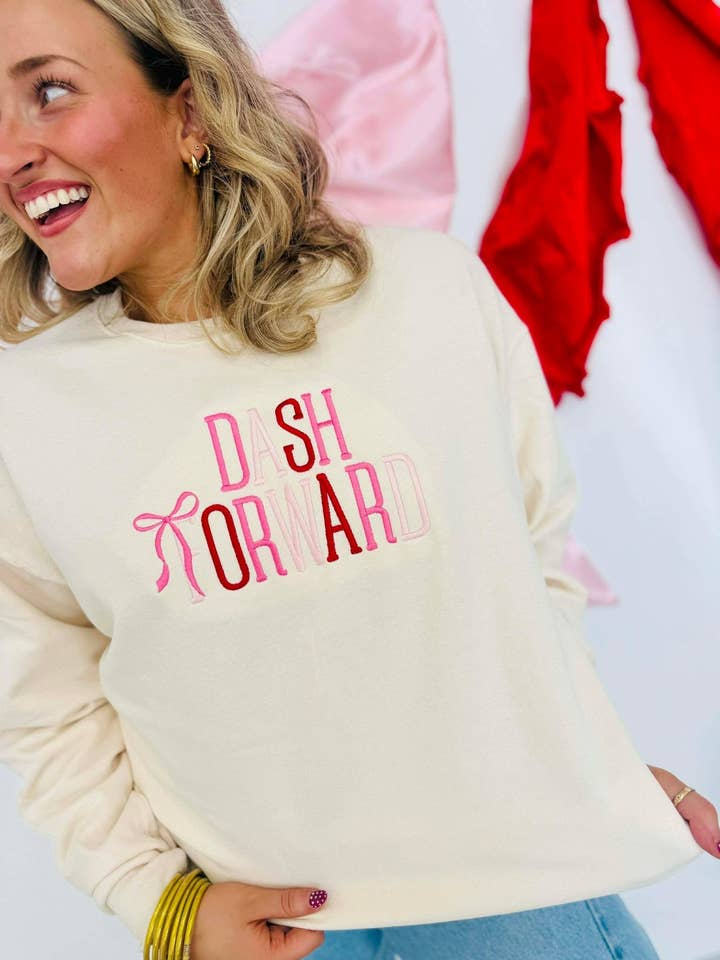 Boutique Vday Bow Embroidered Sweatshirt for wholesale by Dash Forward Wholesale