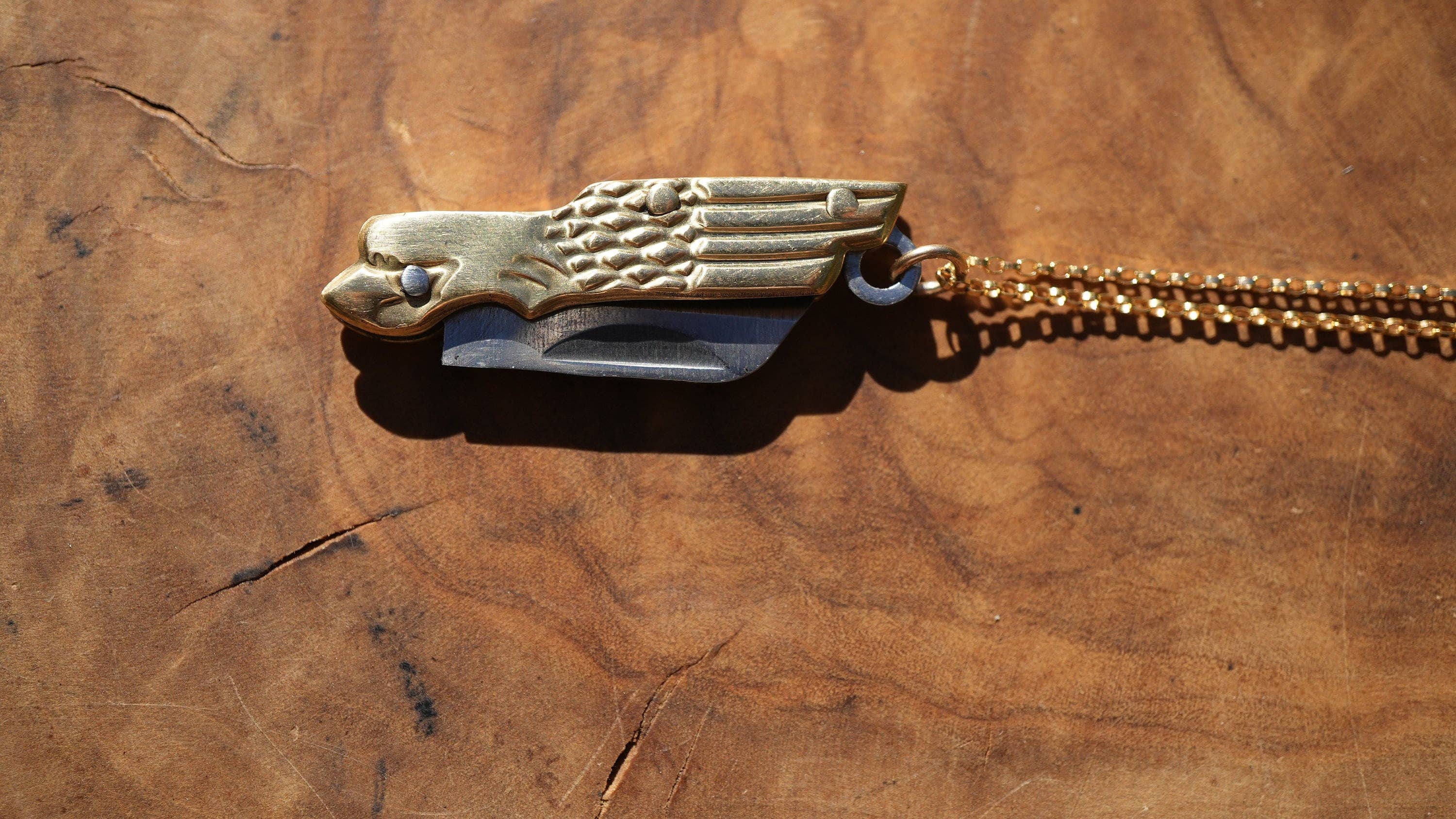 Daddy Daughter Jewelry - Venta al por mayor Collares con colgantes/abalorios - Collar pequeño con forma de navaja de latón en miniatura | Collar con navaja de bolsillo | Bl2