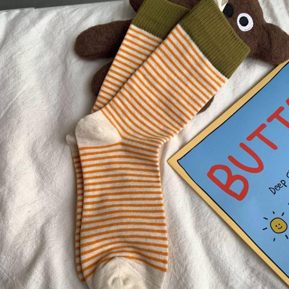 Funkyrel® Atzbranding Limited - Vente Chaussettes – femme - Rufia - Chaussettes mi-mollets à rayures colorées pour l'automne-hiver5