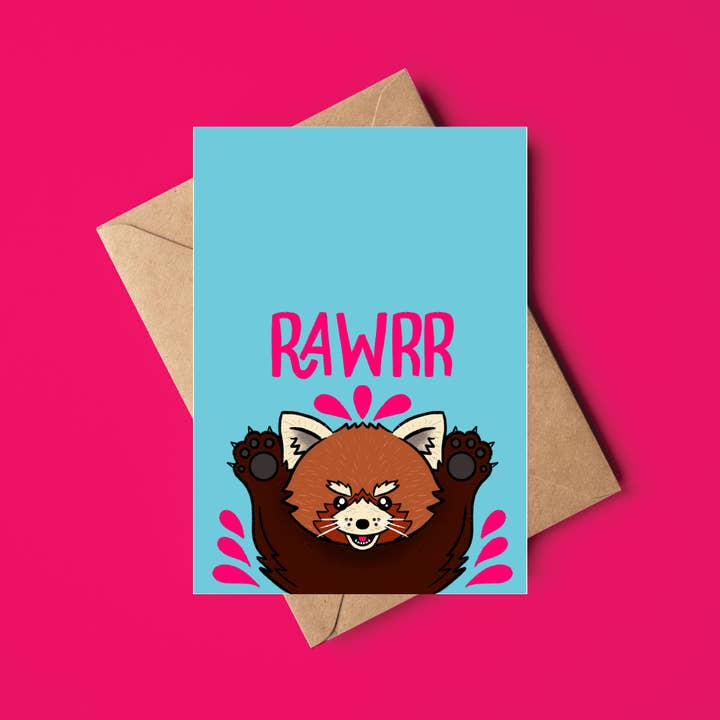 Grumpy Red Panda Card for wholesale by Pokidi Lab by Blanca Creative