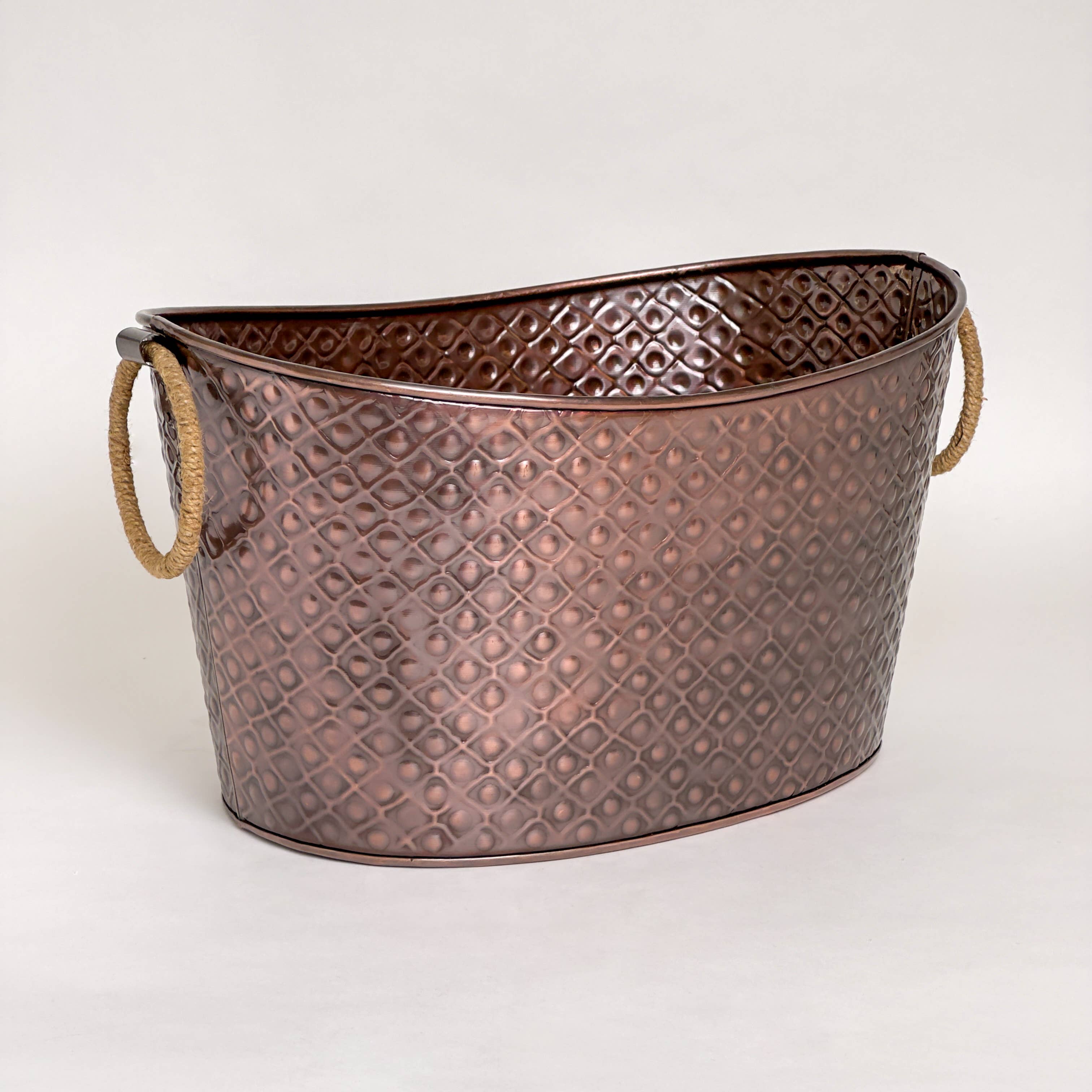 India Handicrafts Inc - Wholesale Bucket/pail - Copper Tub with Jute Handle4