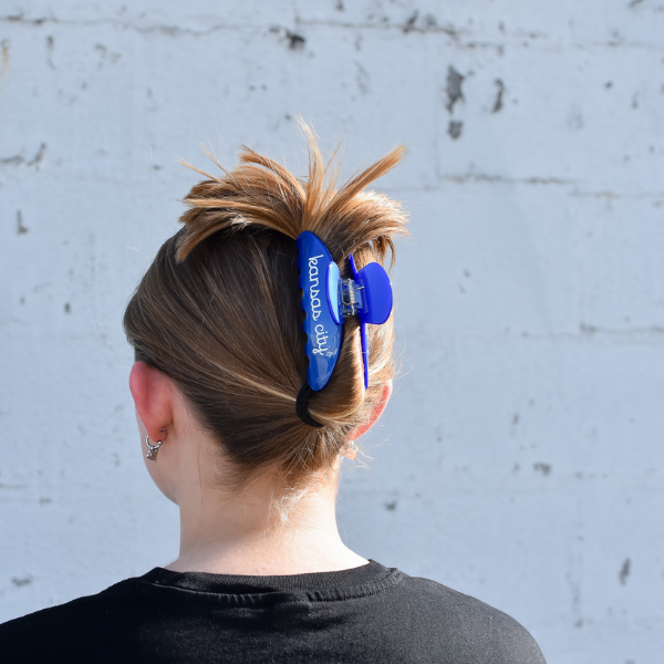 EB and Co. - Wholesale Hair Clip - Women's - (Preorder) Kansas City Blue Script Claw Clip1