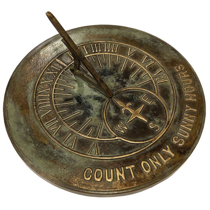 Rome Garden – Ornamento/decoração ao ar livre por atacado – Roma de latão sólido Count Sundial Horas Sundial, 10 3/8", #21203