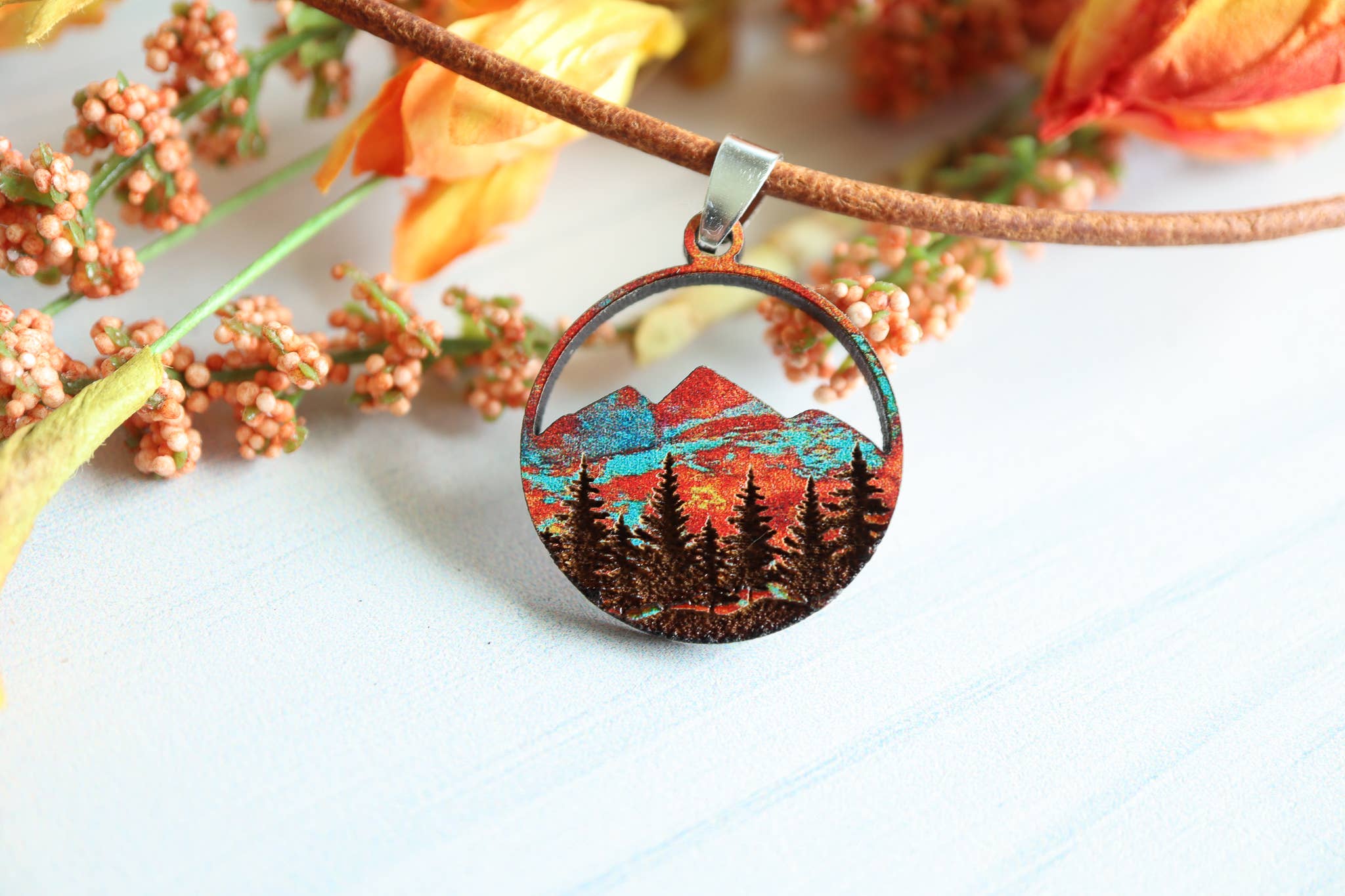 Nine Mile Creative - Wholesale Pendant/Charm Necklace - Copper Mountain Wood Pendant Adjustable Necklace5
