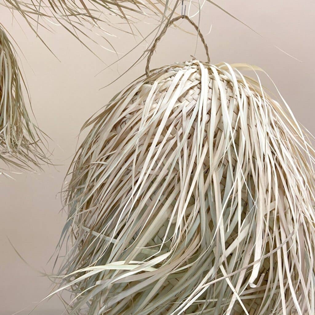 ByBazz – wholesale Lampskärm – ByBazz Full Fringe-lampa Parabole i palmblad, bohemisk stil1