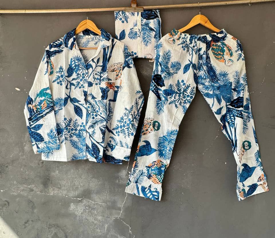 bhavnas boutique - Wholesale Lounge Top - Women's - Cotton Pajama Set Beautiful Hand Block Printed Summer PJ Set0