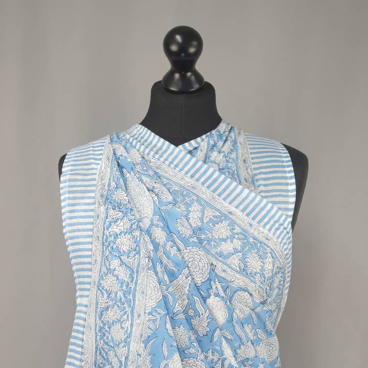 Cobertura de Praia Sarong Pareo - Blue Bird por atacado de Kantha Decor