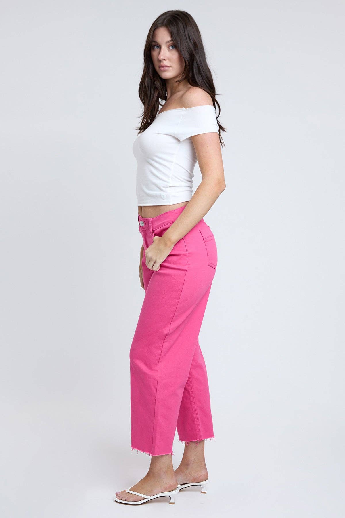 YMI - Wholesale Pants - Women's - Cropped High-Rise Wide Leg Trouser Pants-P20920711